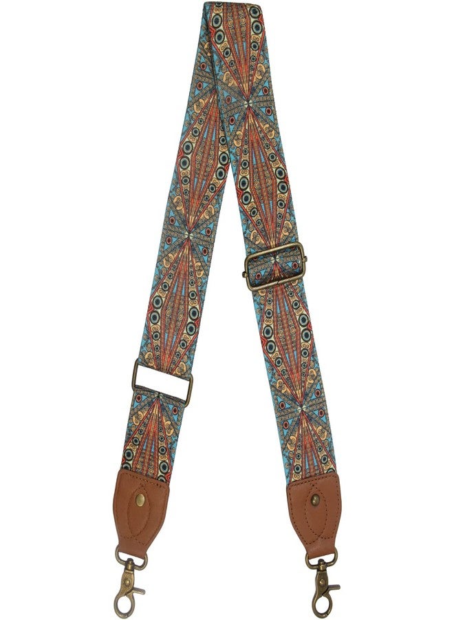 Duwi Wide Purse Strap Multicolor Striped Guitar Style Strap Adjustable Canvas Crossbody Bag Strap(brown,bohemian style) - Image 2